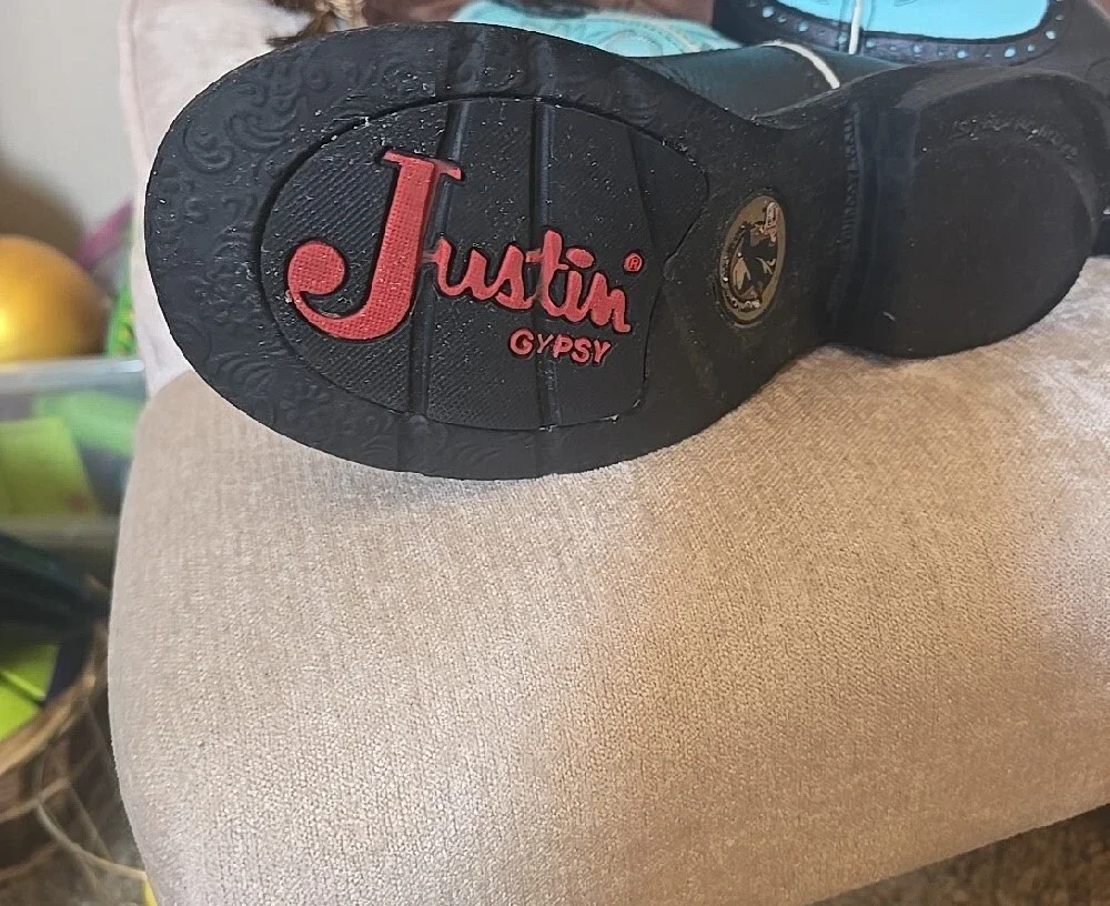 Justin Gypsy 8B Western Cowboy Boots - Black & Turquoise